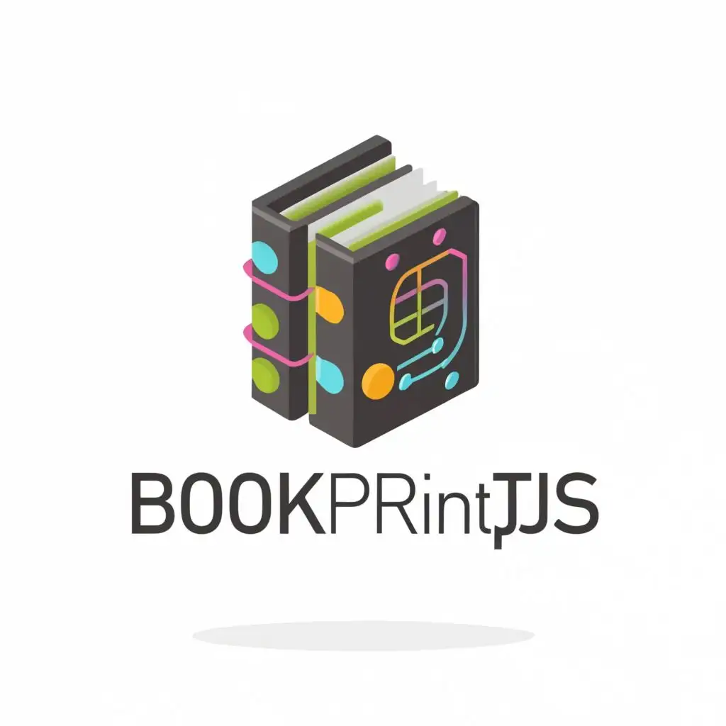 logo, A book that looks technologic, no gradients, with the text "BookprintJS", typography, be used in Technology industry