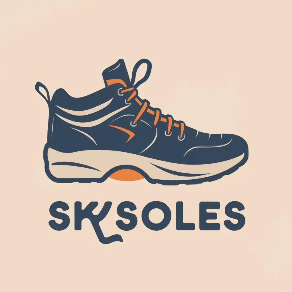 logo, a shoe, with the text "skysoles", typography