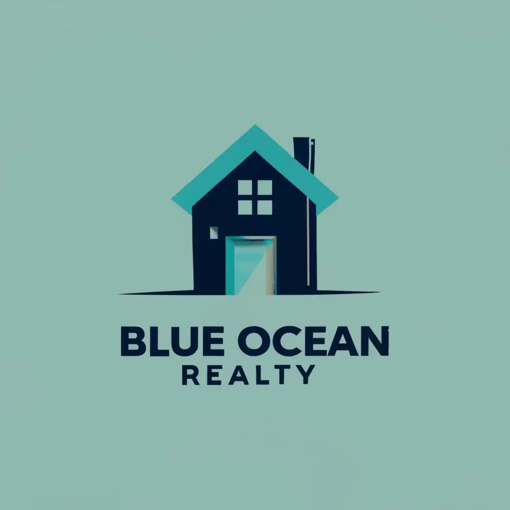 logo, House, with the text "Blue Ocean Realty", typography, be used in Real Estate industry