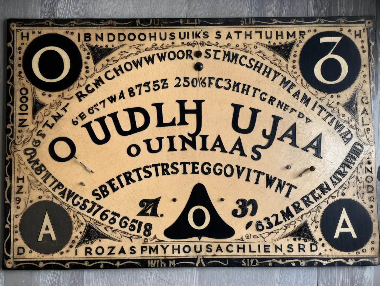 Vintage British Handpainted Ouija Board for Spiritual Seances and Paranormal Exploration