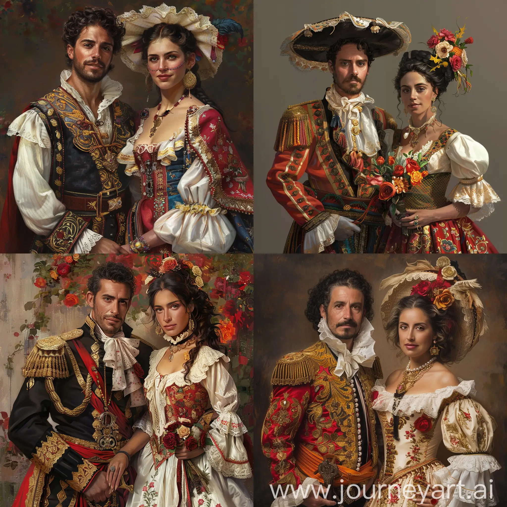 Am nevoie de o imagine realista in care sa fie un barbat si o femei imbrcati in costume traditionale spaniole