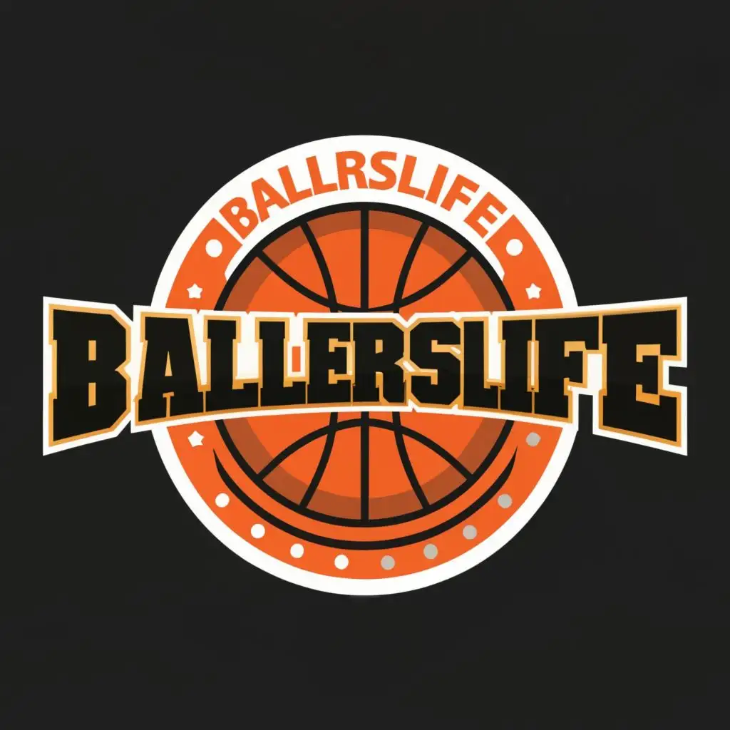 logo, Basketball ring, with the text "BallersLife", typography, be used in Sports Fitness industry