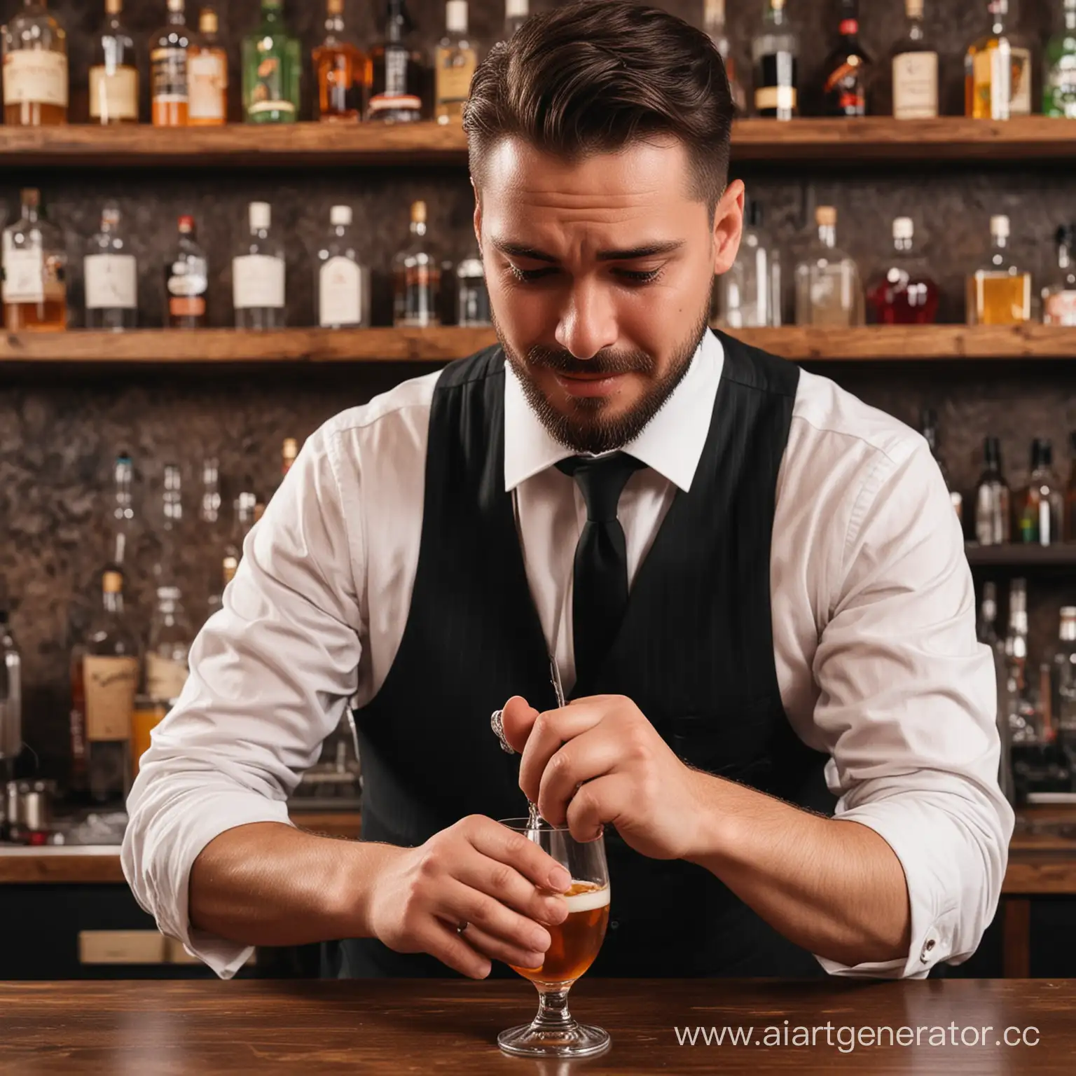 Bartender-Man-Prepares-Cocktail-Amidst-Emotional-Outpouring