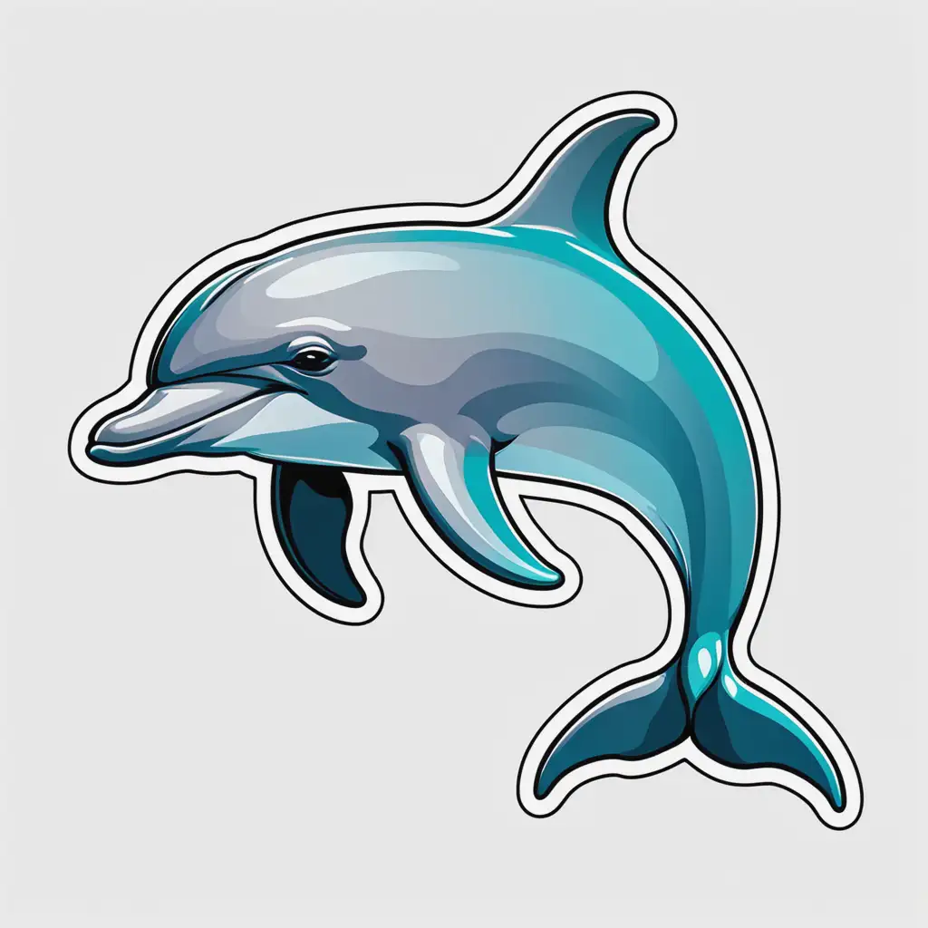 Raw Style Dolphin Vector Sticker on White Background