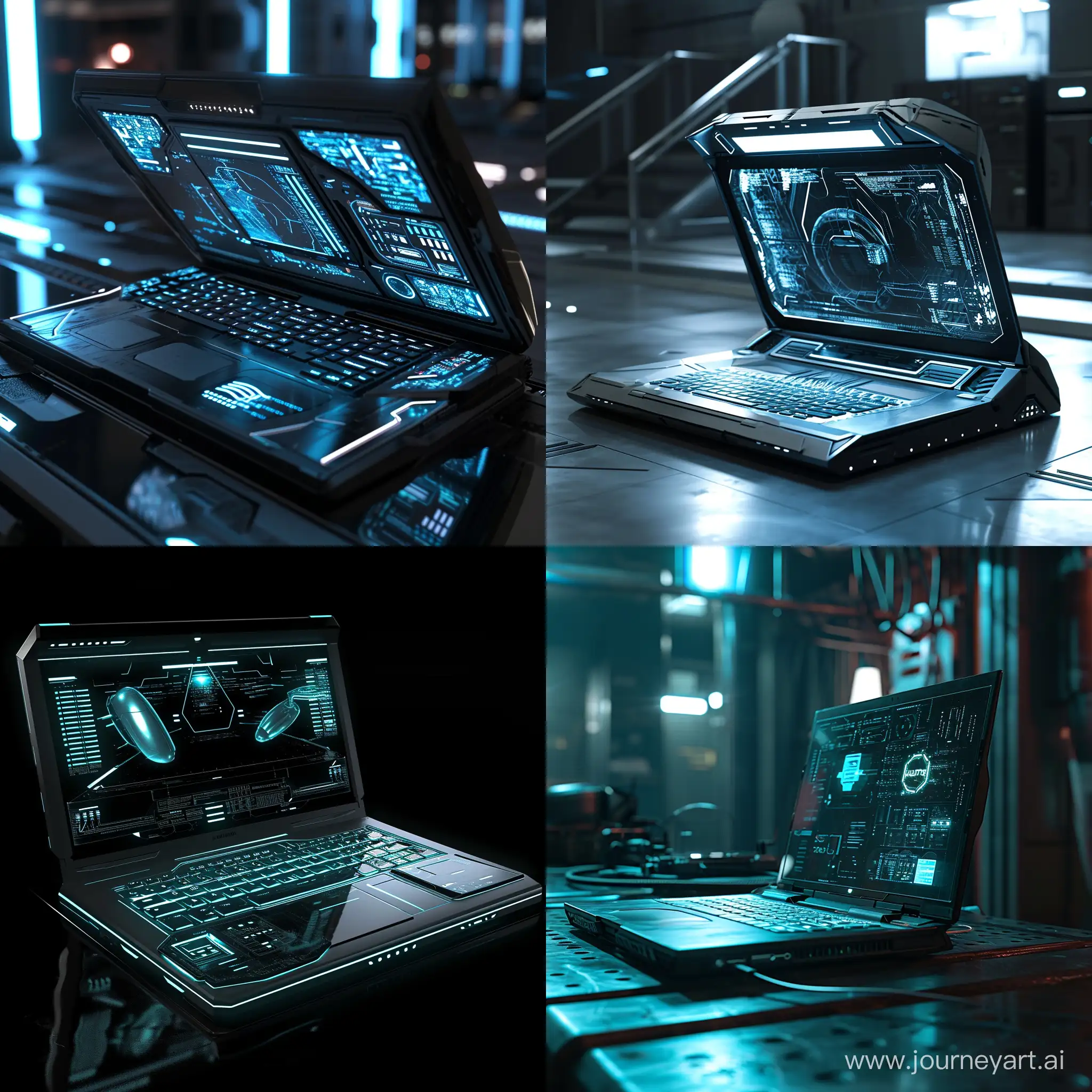 Futuristic laptop, sci-fi movie --v 6