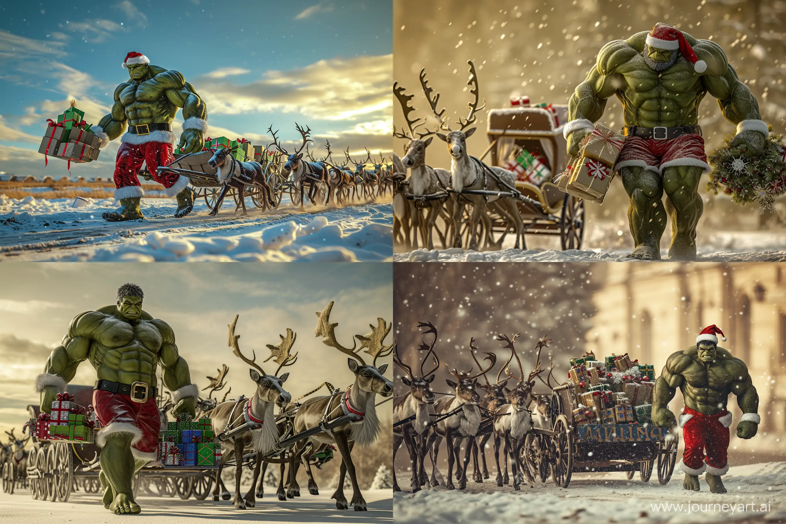 Realistic-Santa-Hulk-with-Reindeer-and-Gifts