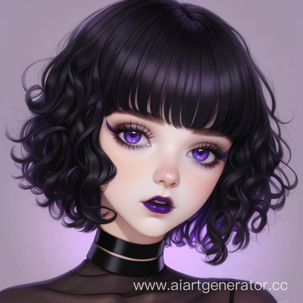 Elegant-Woman-with-Bob-Haircut-and-Violet-Eyes-Wearing-Black-Choker