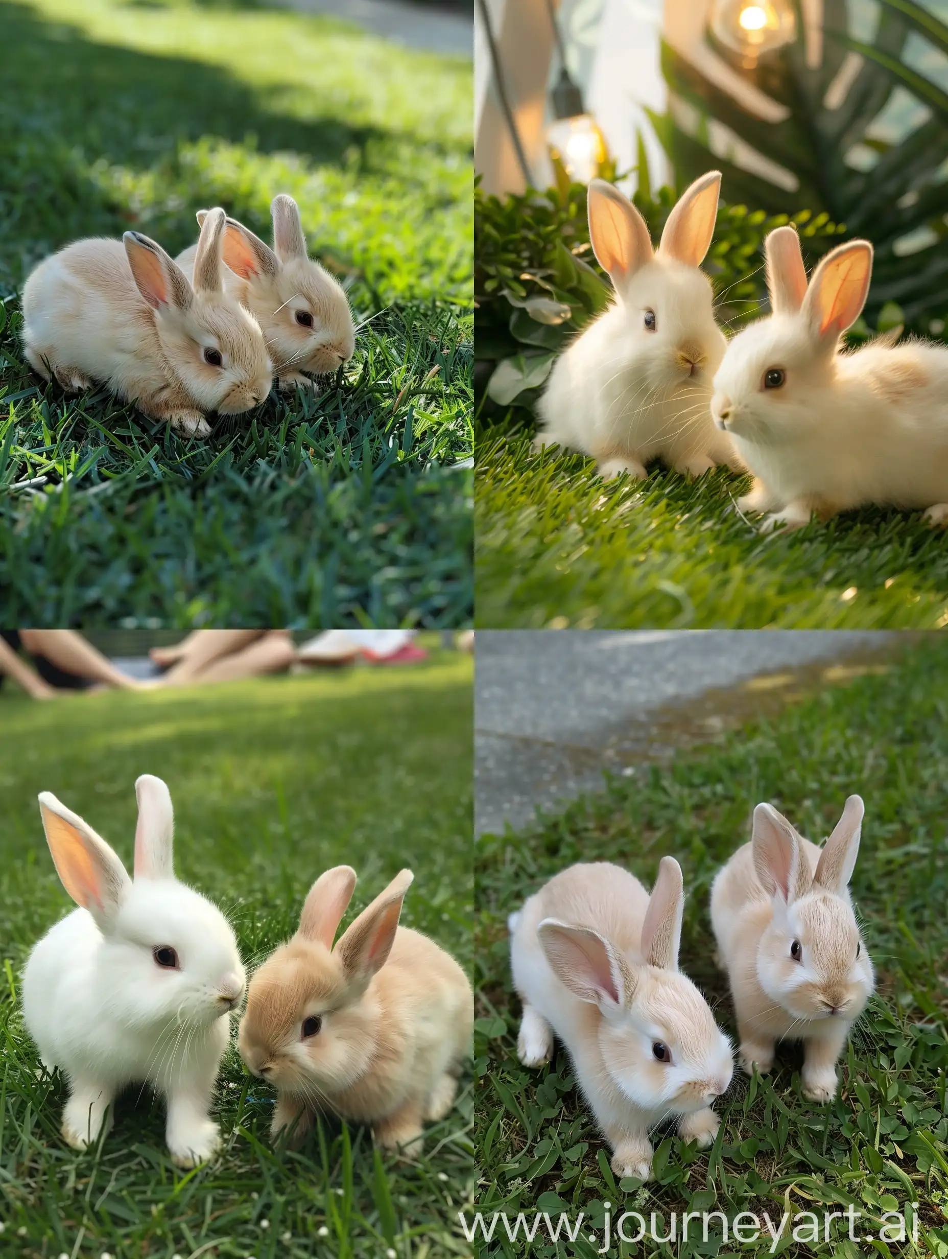 Two-Playful-White-Rabbits-Frolicking-on-the-Grass