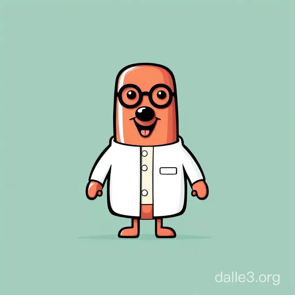 sausage as a cartoon character programmer, minimalism, geek