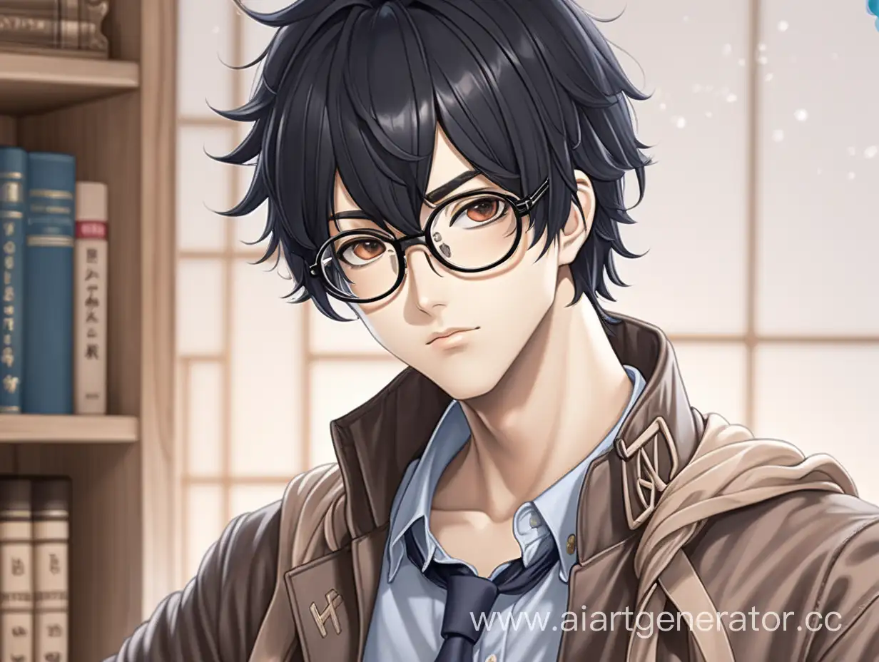 Handsome-Male-Anime-Character-with-Glasses-and-Black-Hair