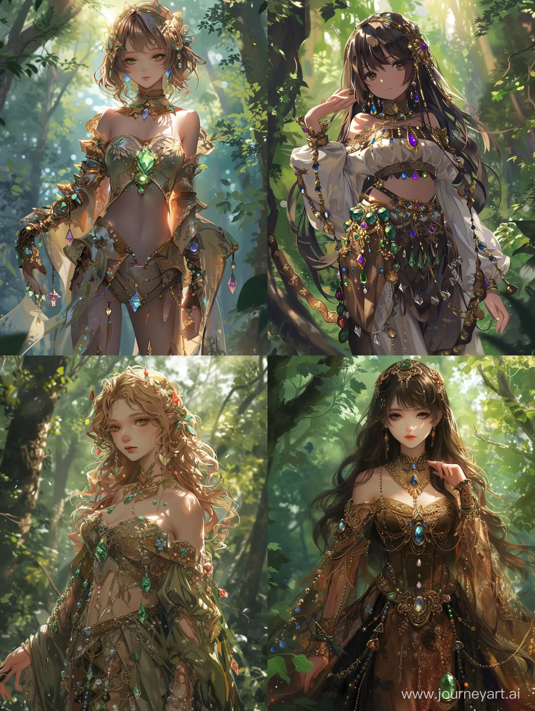 Enchanting-Anime-Traveler-adorned-with-Precious-Stones-in-a-Magical-Forest