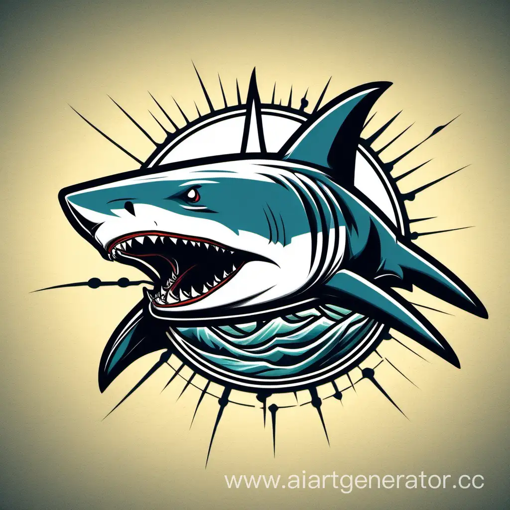Нарисуй логотип с акулой которая перегрызает график акций