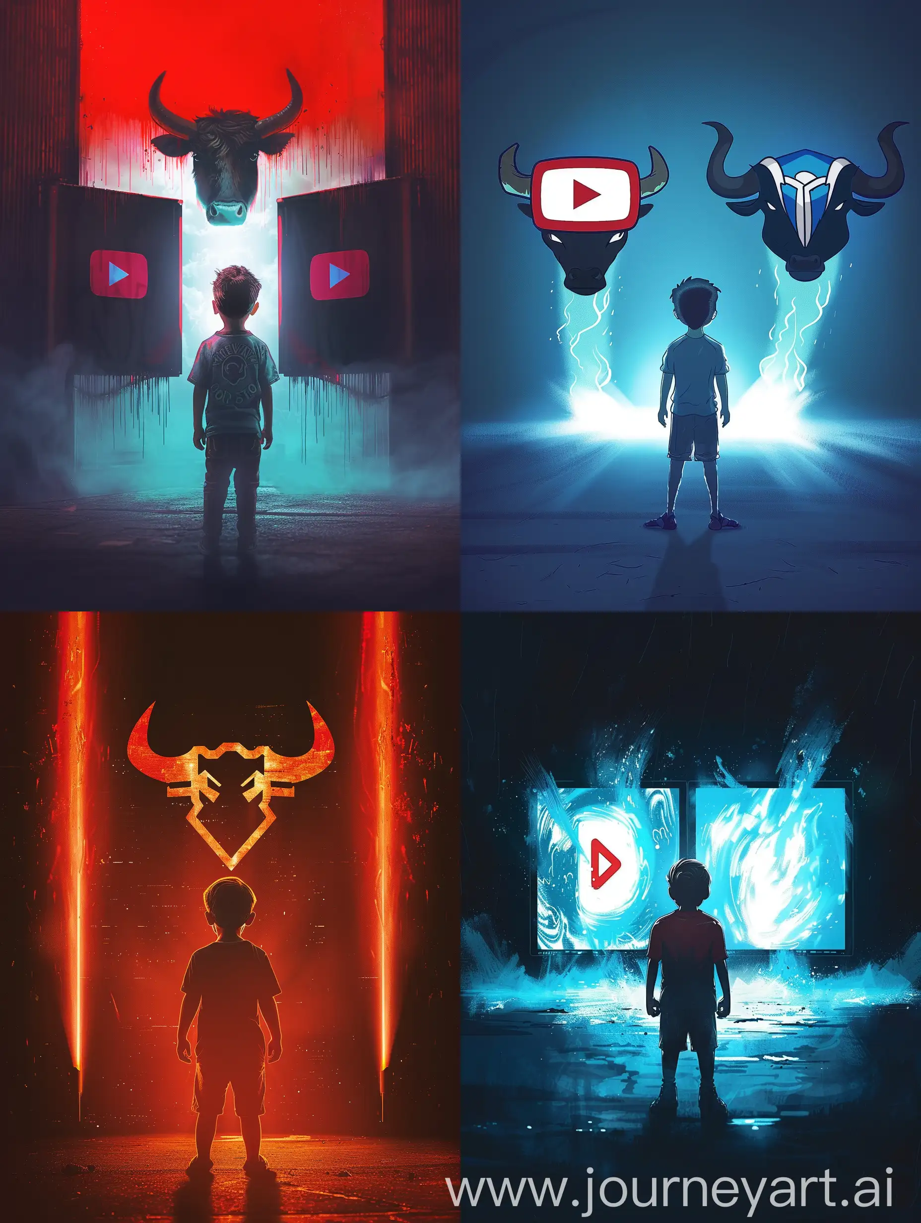 Dynamic-Boy-Surrounded-by-Rapidly-Emerging-Logos