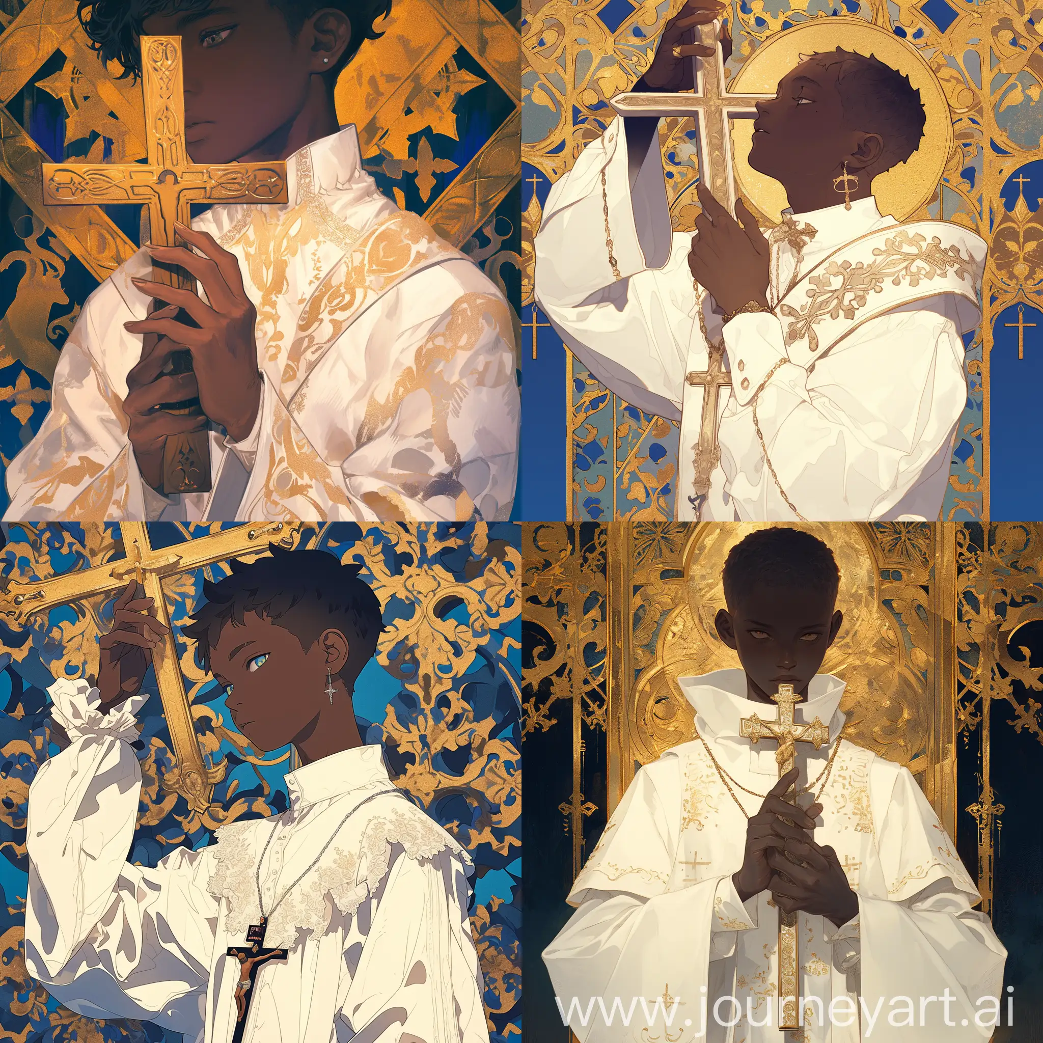 Dark-Skin-Boy-Holding-Crucifix-in-Bold-Comic-Art-Style