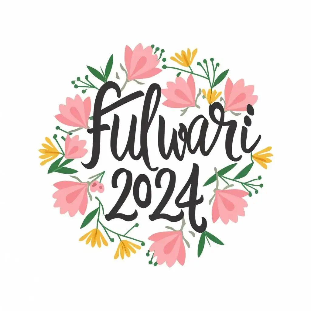 logo, light floral colors with white background, with the text "FULWARI 2024", typography, be used in Home Family industry