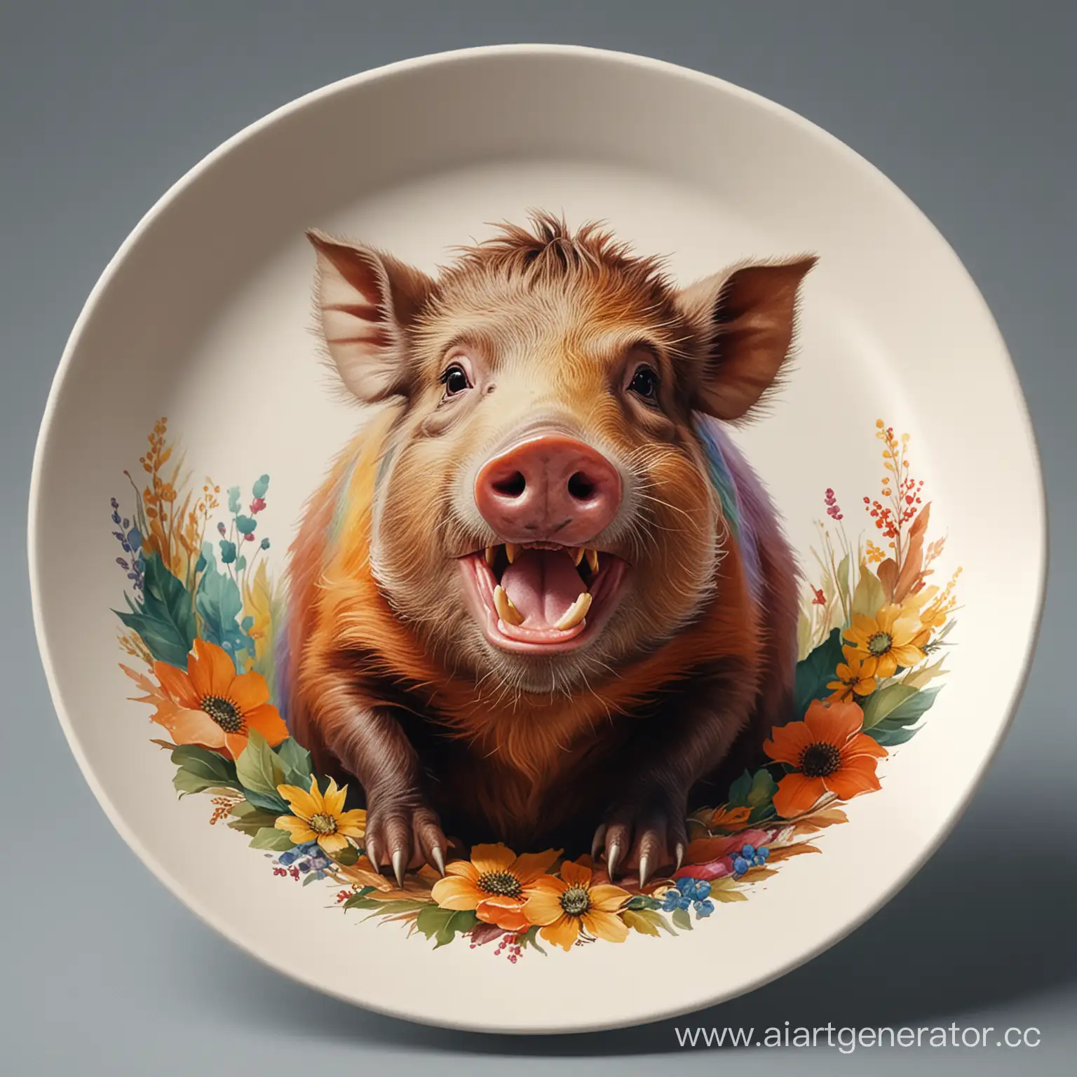 Vibrant-Realistic-Boar-Sitting-in-a-Plate