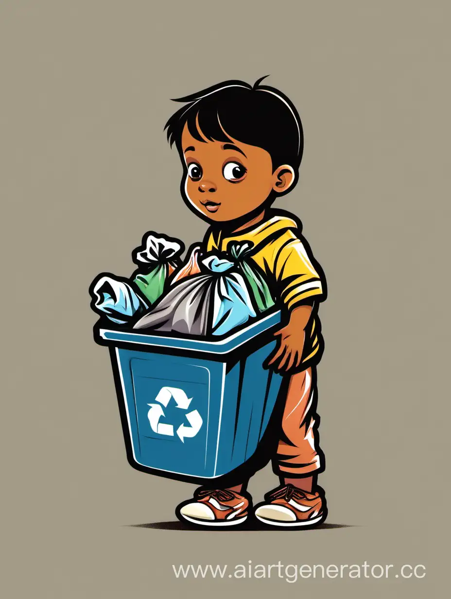 Логотип: ребенок, который носит мусор.