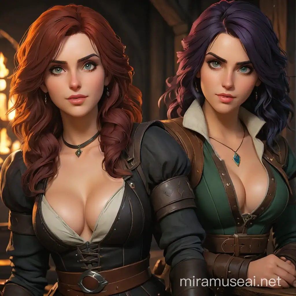 Yennefer and Triss Merigold from The Witcher in Enchanting Poses