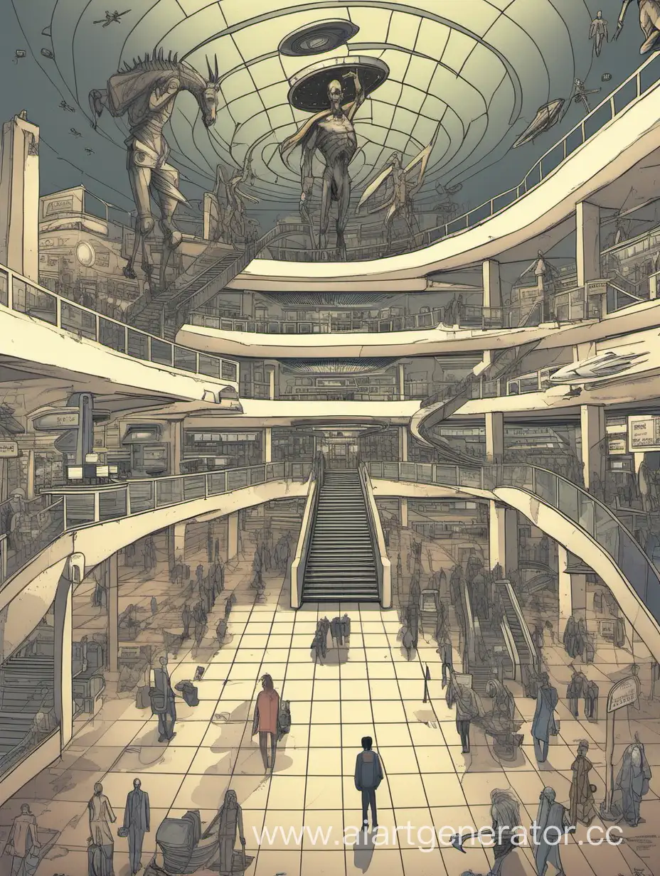 Diverse-Multiverse-Hub-Interstellar-Travelers-and-Earthlings-Gather-at-Vibrant-Airport-Hub