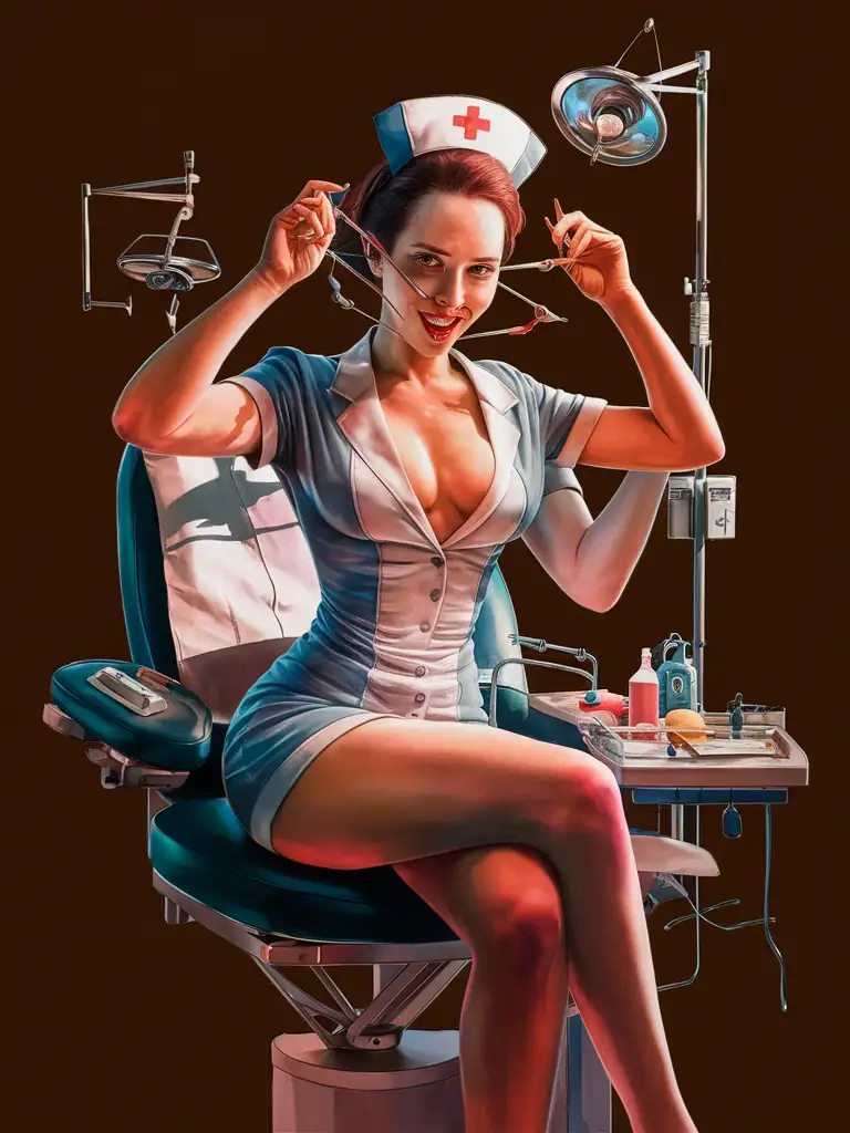 Sultry-Nurse-Playing-with-Medical-Instruments-in-NeoExpressionist-Style