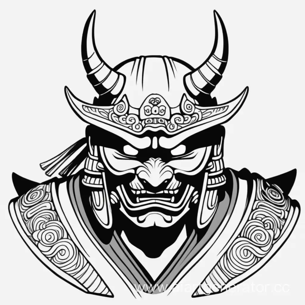 нарисуй маску демона самурая