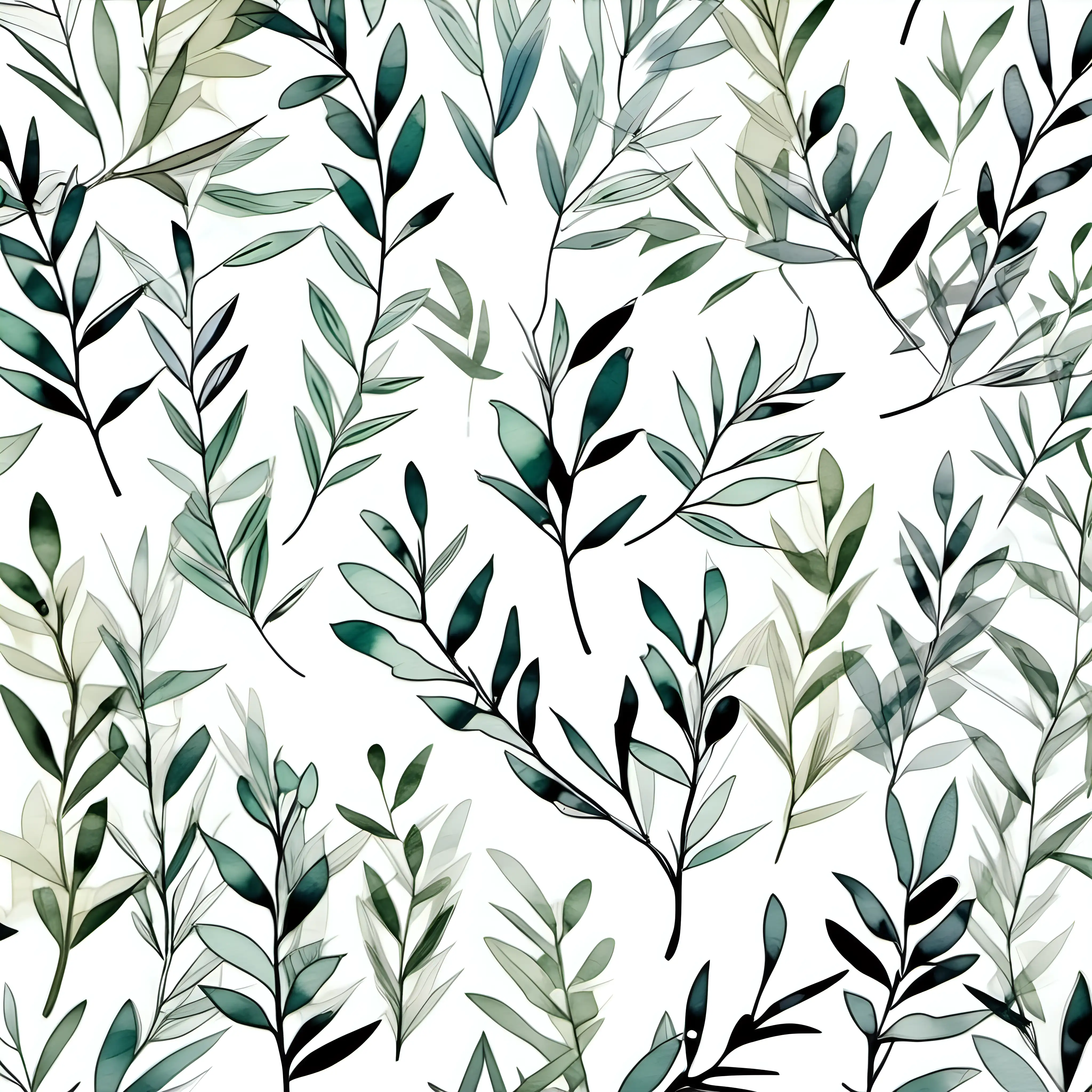/imagine prompt pastel watercolor olive plant branches clipart on a white background andy warhol inspired--tile