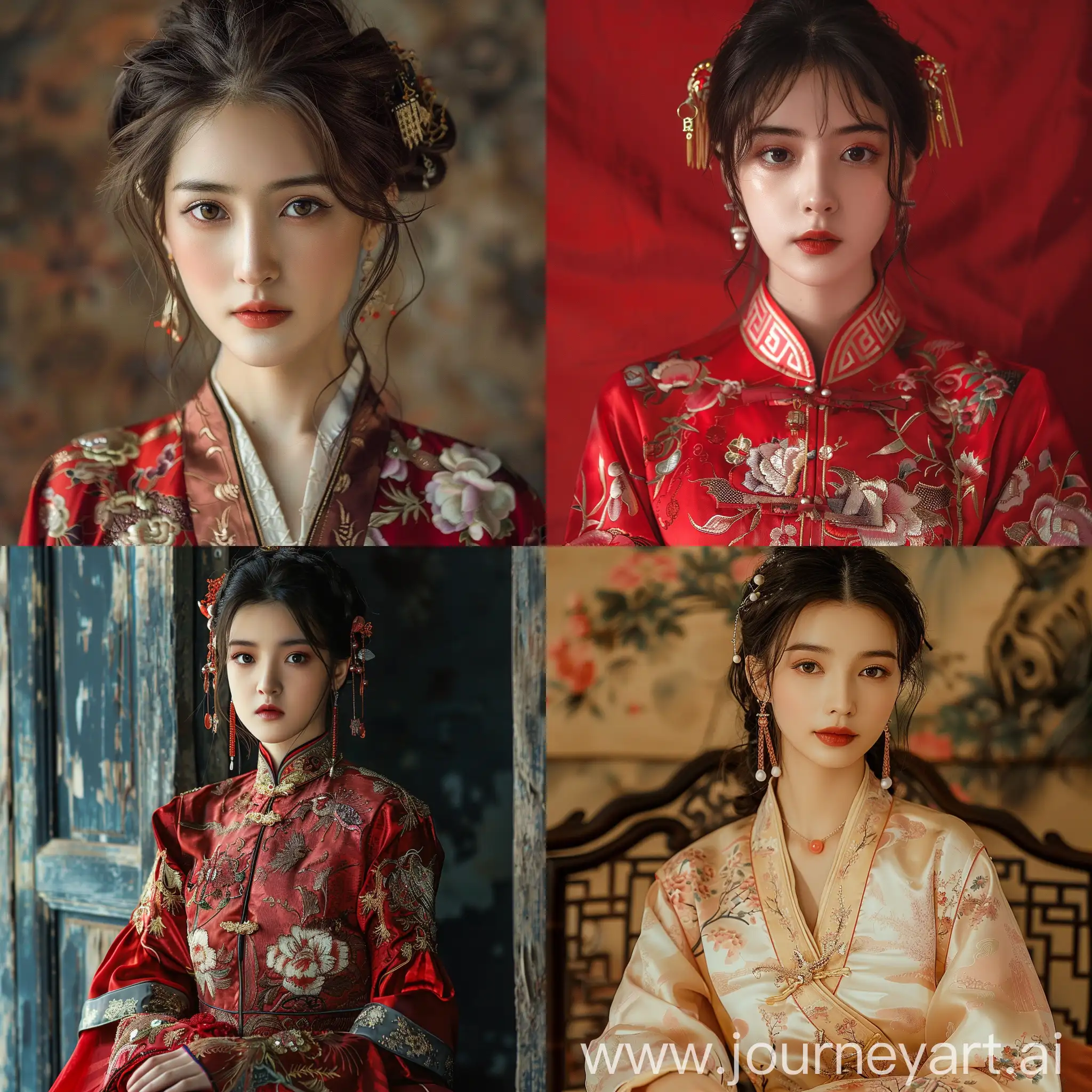 中国模特，女模特，全身，满族，新中式