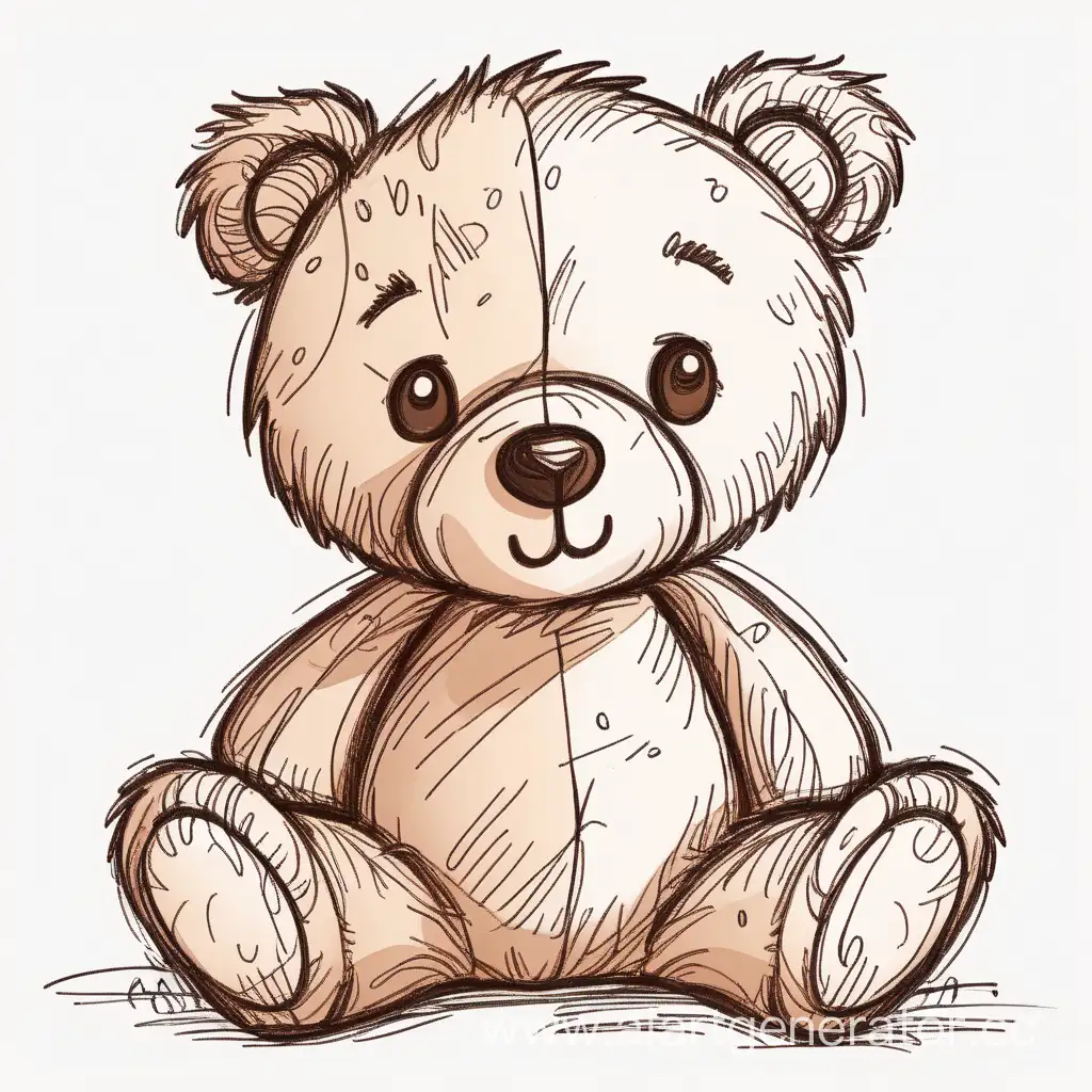 cute teddy bear in a childlike drawing style