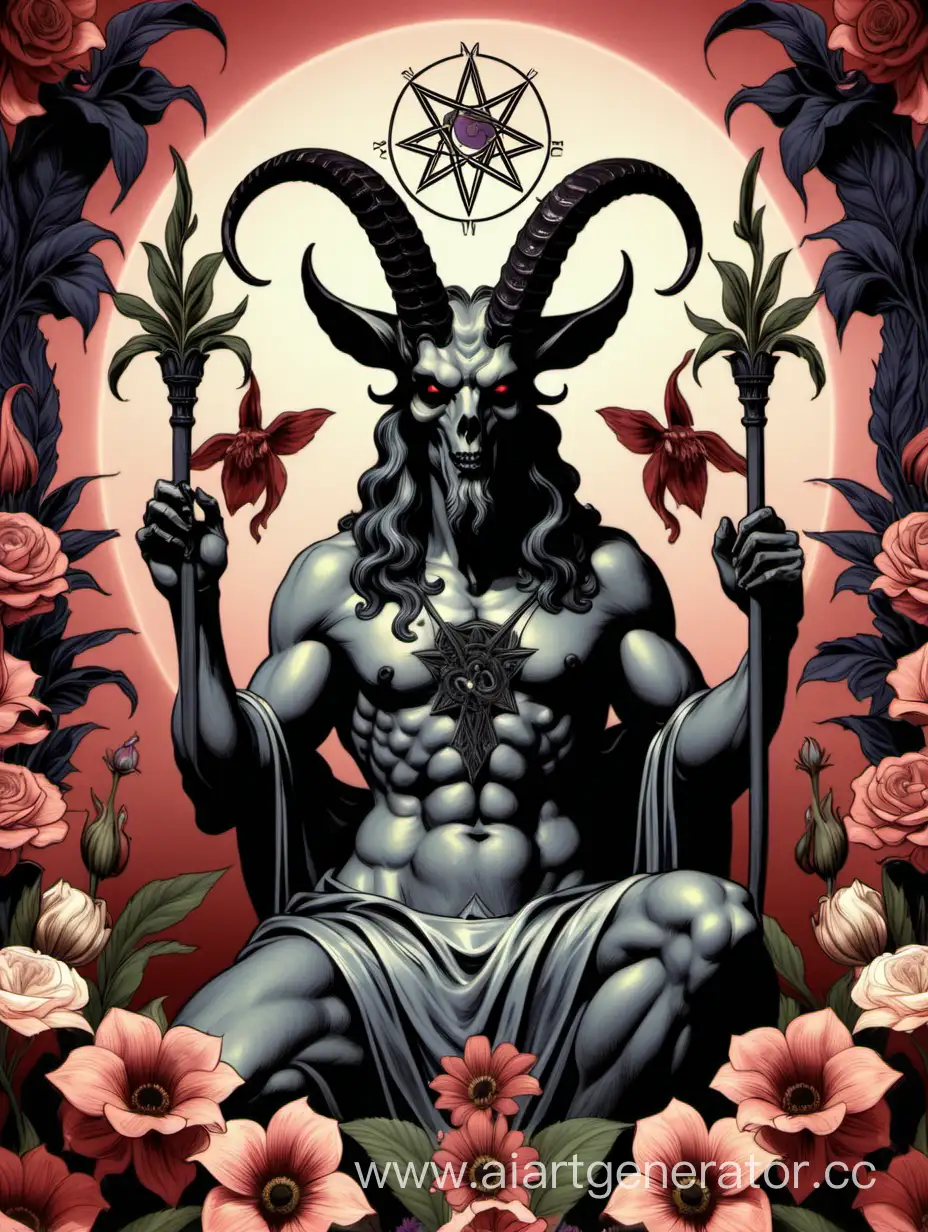 Enigmatic-Baphomet-Amidst-a-Floral-Realm