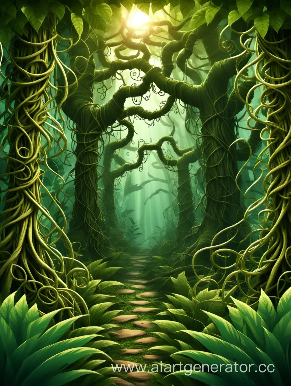 background design, forest, jungle, trees, vines
