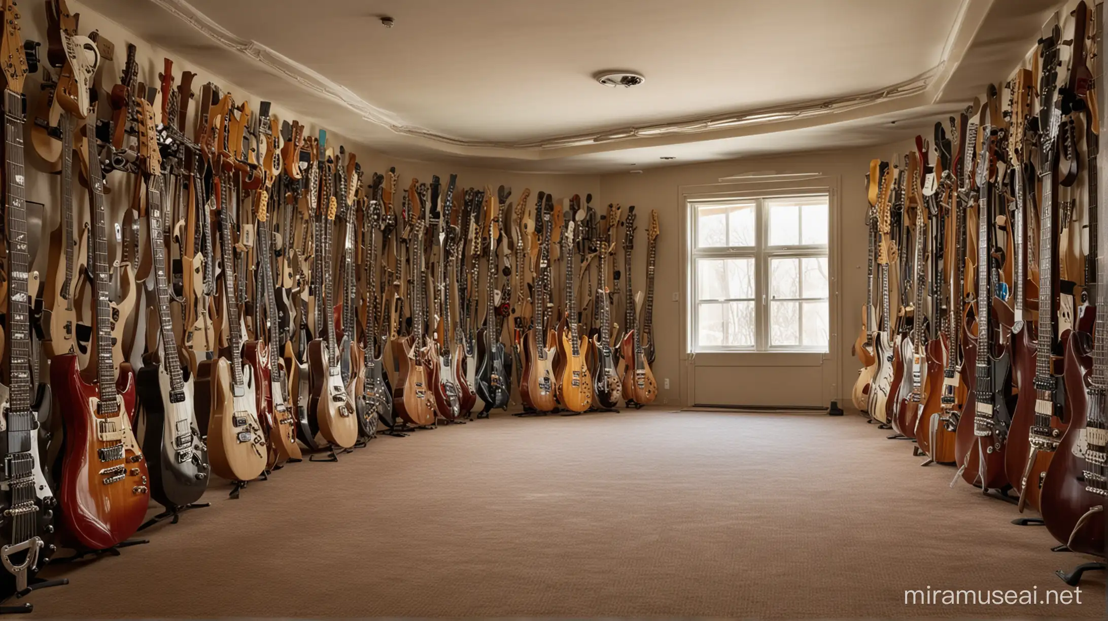 inside a room made of guitars