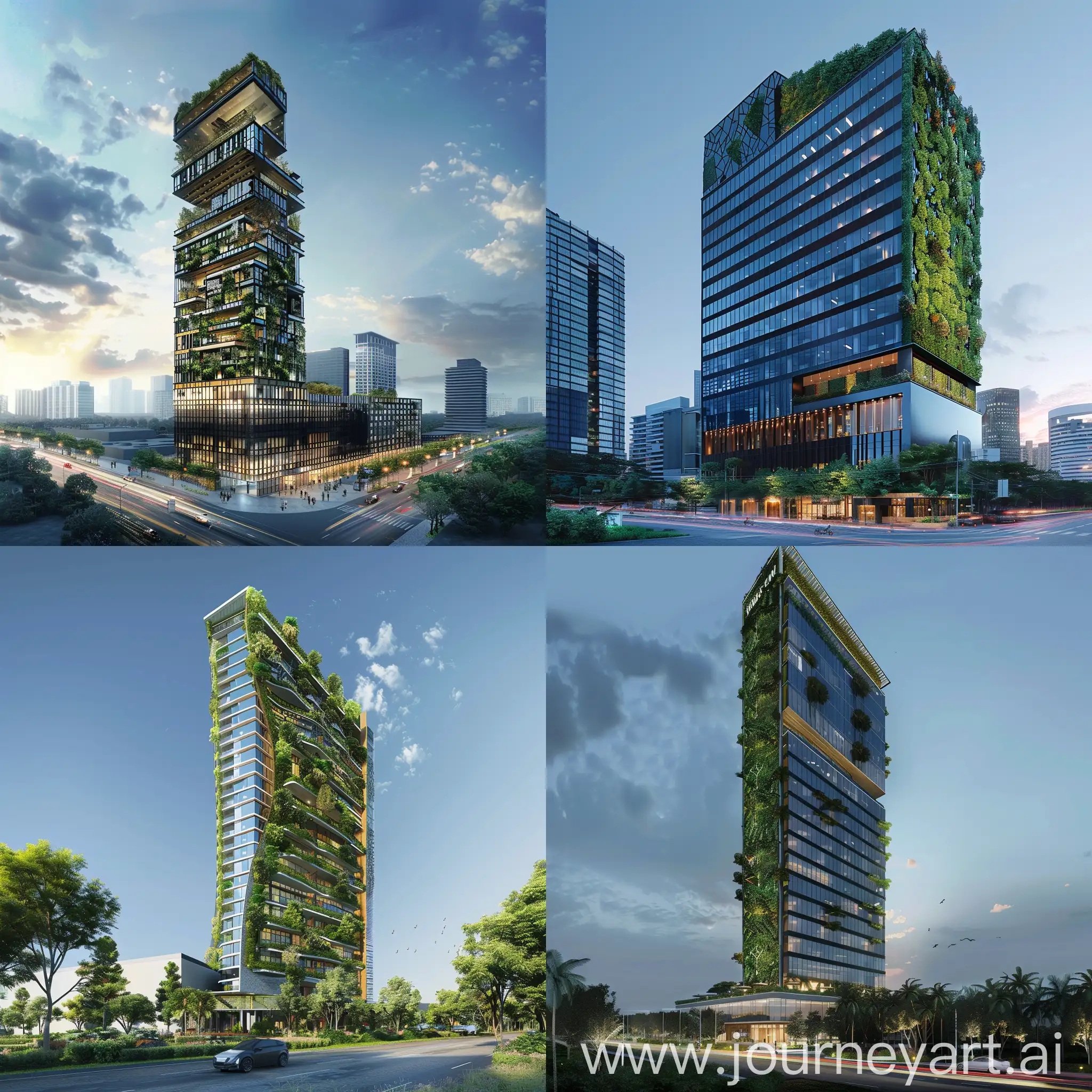 business hotel, high rise building, sustainable architecture