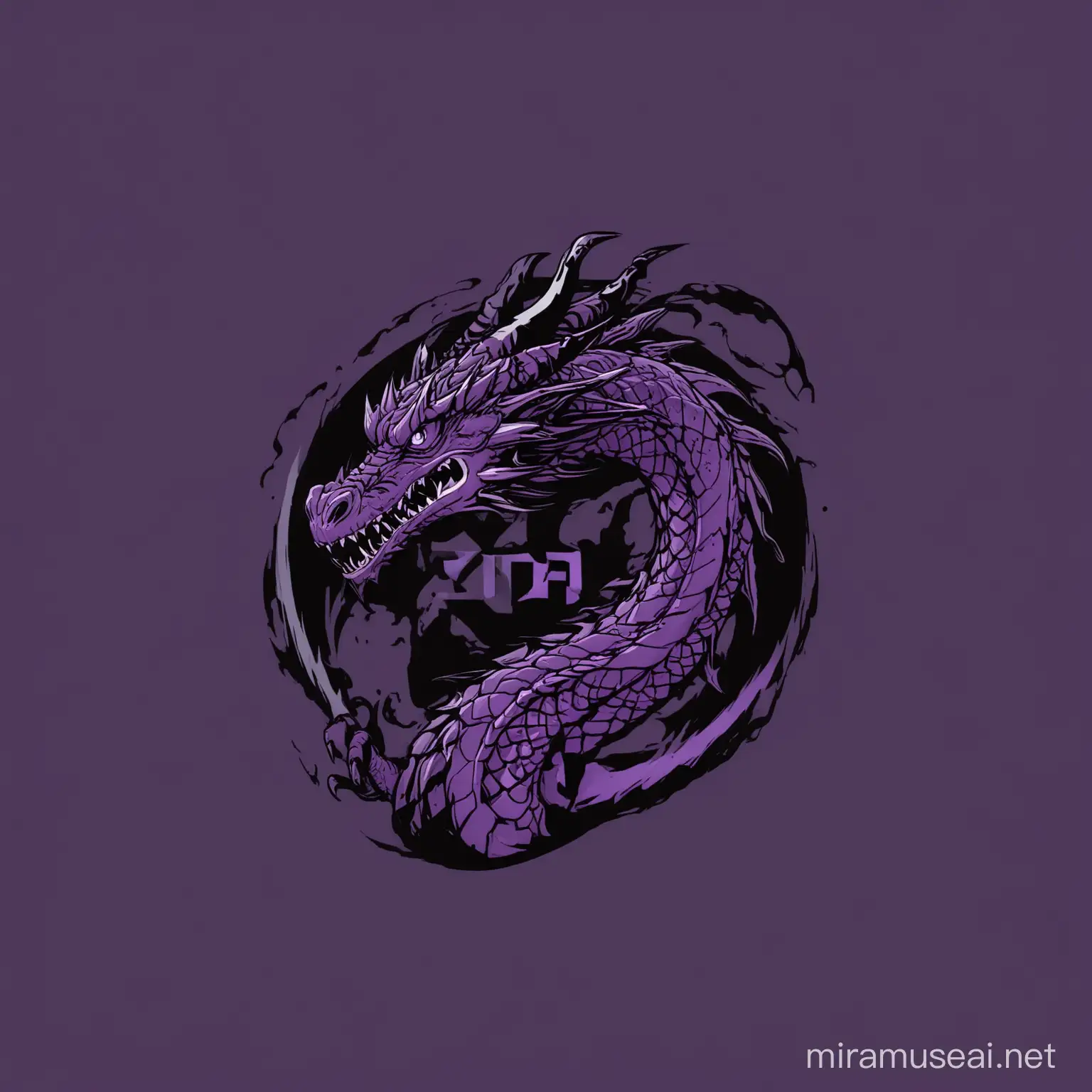 Dekuzuka named logo for yt dp with dragon, purple,black