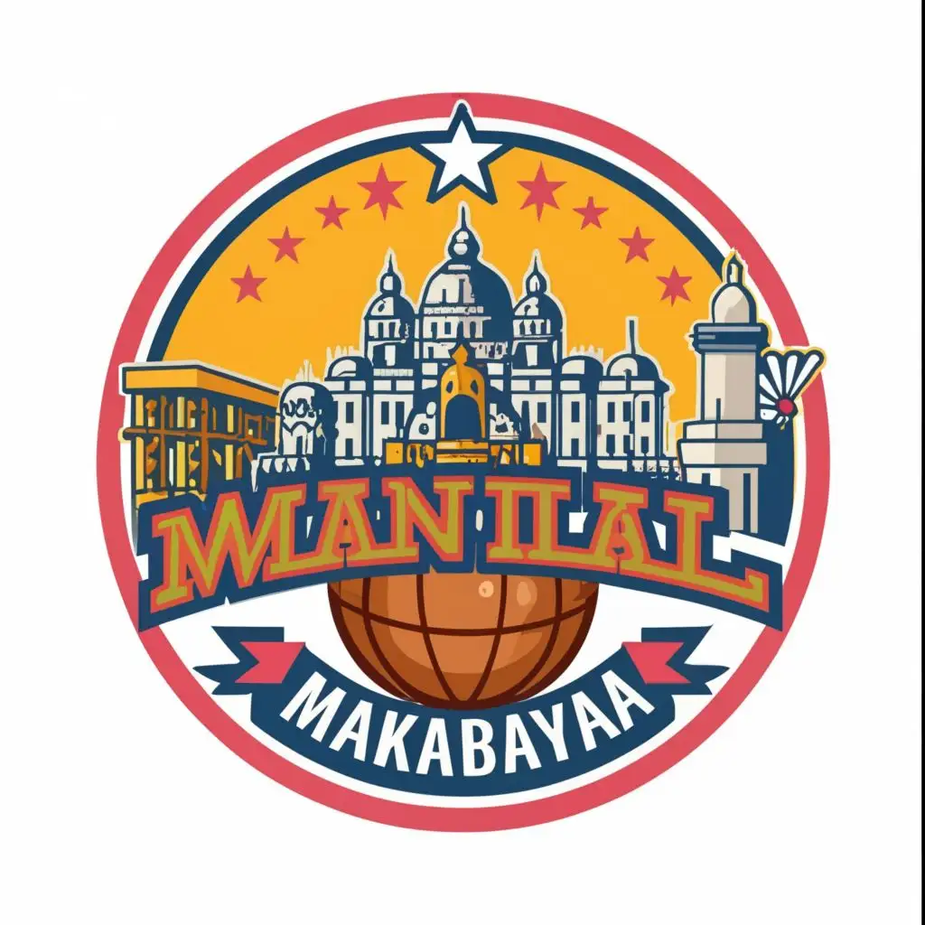 logo, Basketball, Philippines Structures and historical places from Manila, with the text "Manila Makabayan", typography, be used in Sports Fitness industry