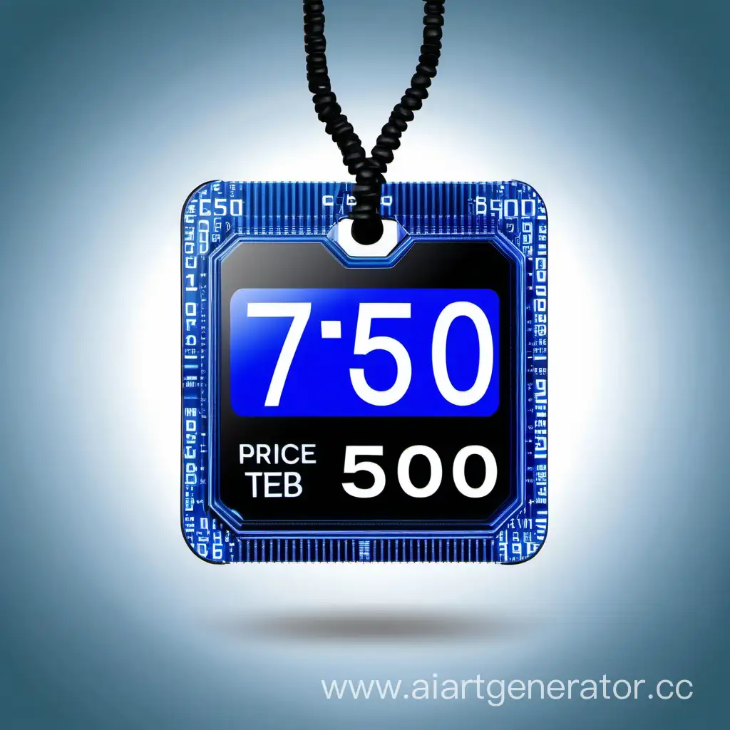 Futuristic-Electronic-Blue-Price-Tag-Displaying-7500-on-White-Background