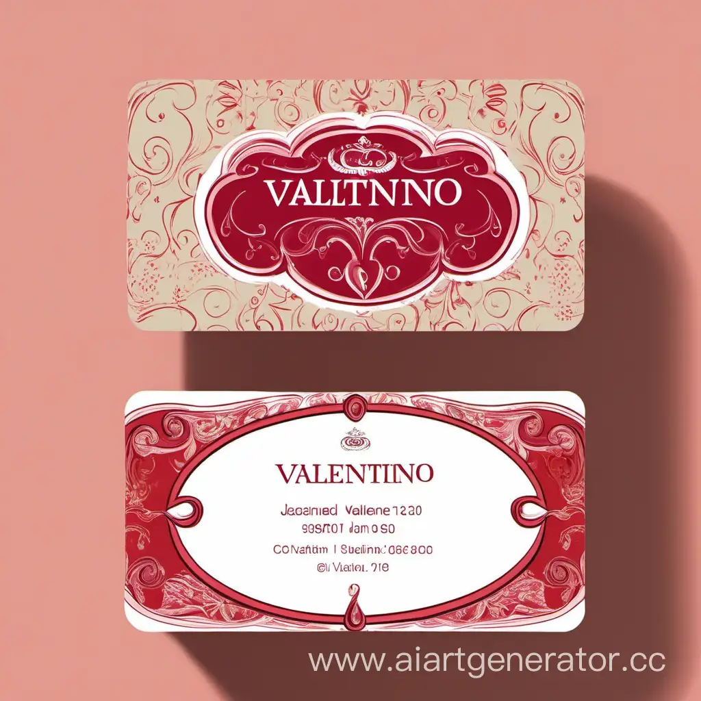 business card of the confectioner VALENTINO