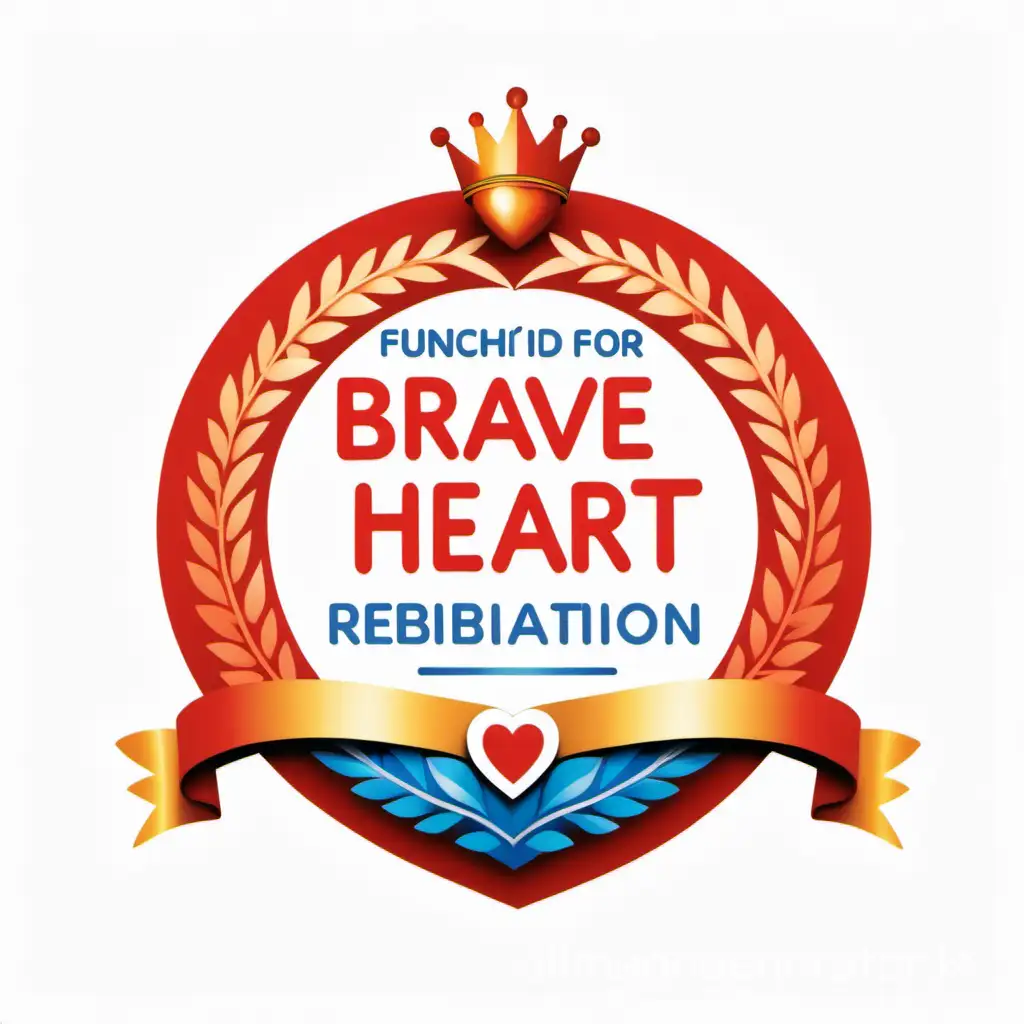 LOGO OF THE FUND FOR CHILDREN'S REHABILITATION IN HITEK STYLE WITH THE NAME "BRAVE HEART" ON A WHITE BACKGROUND