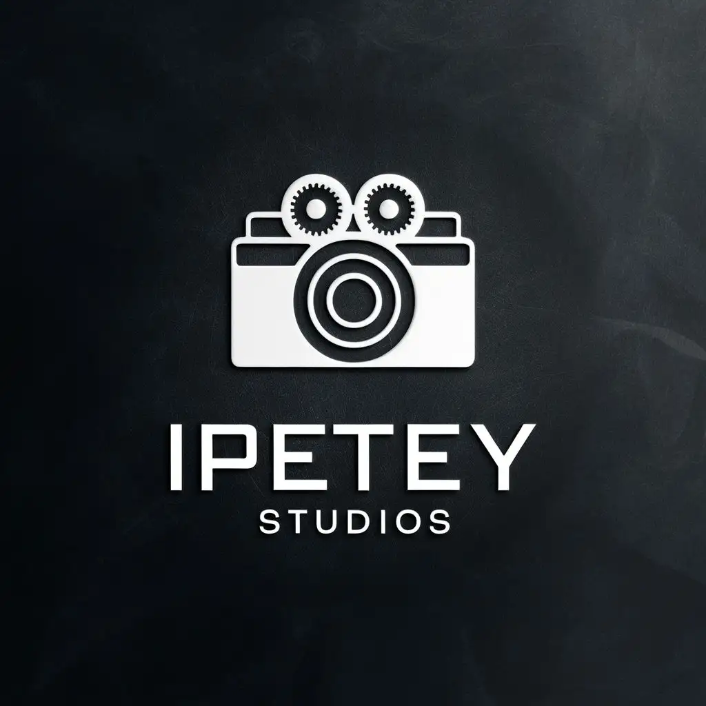 logo, camera with film unique design, with the text "Ipetey Studios", typography