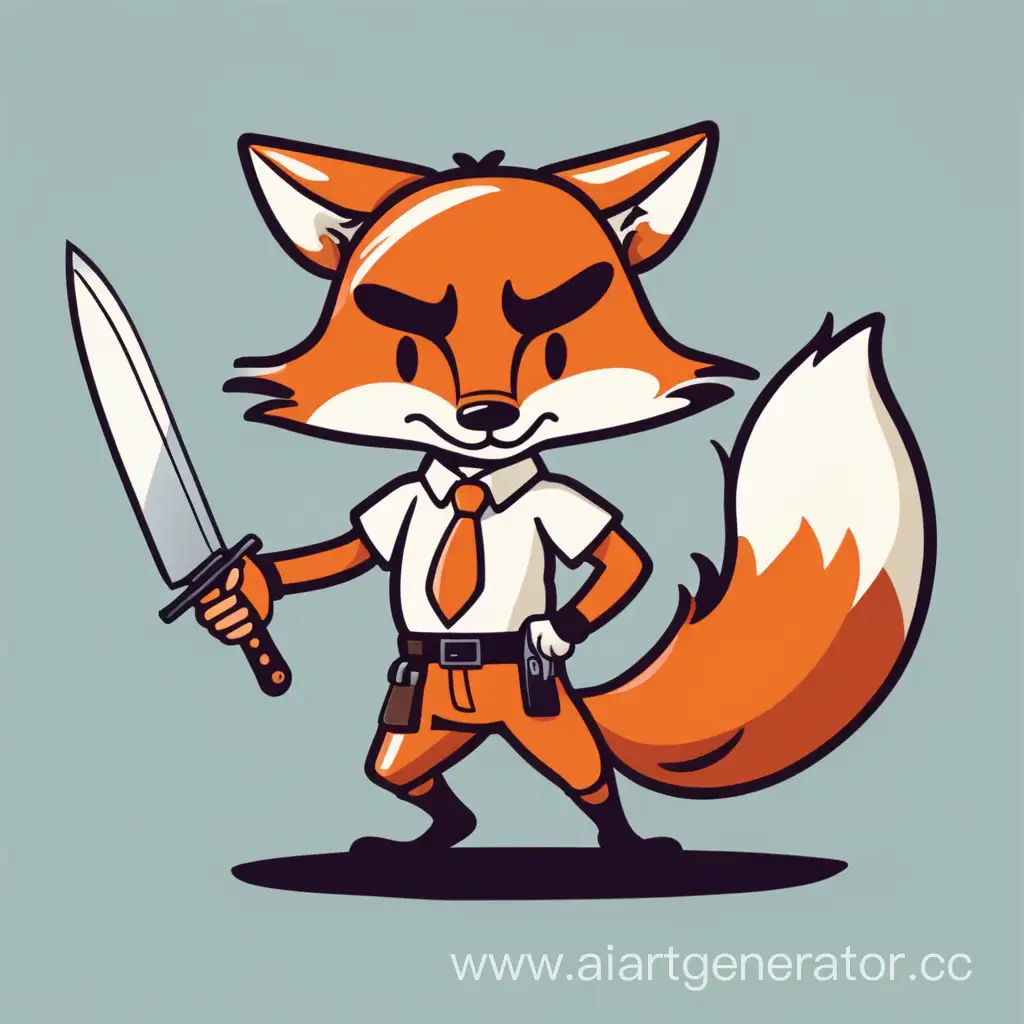 Cartoon-Fox-Wielding-a-Knife-in-a-Whimsical-Forest-Adventure