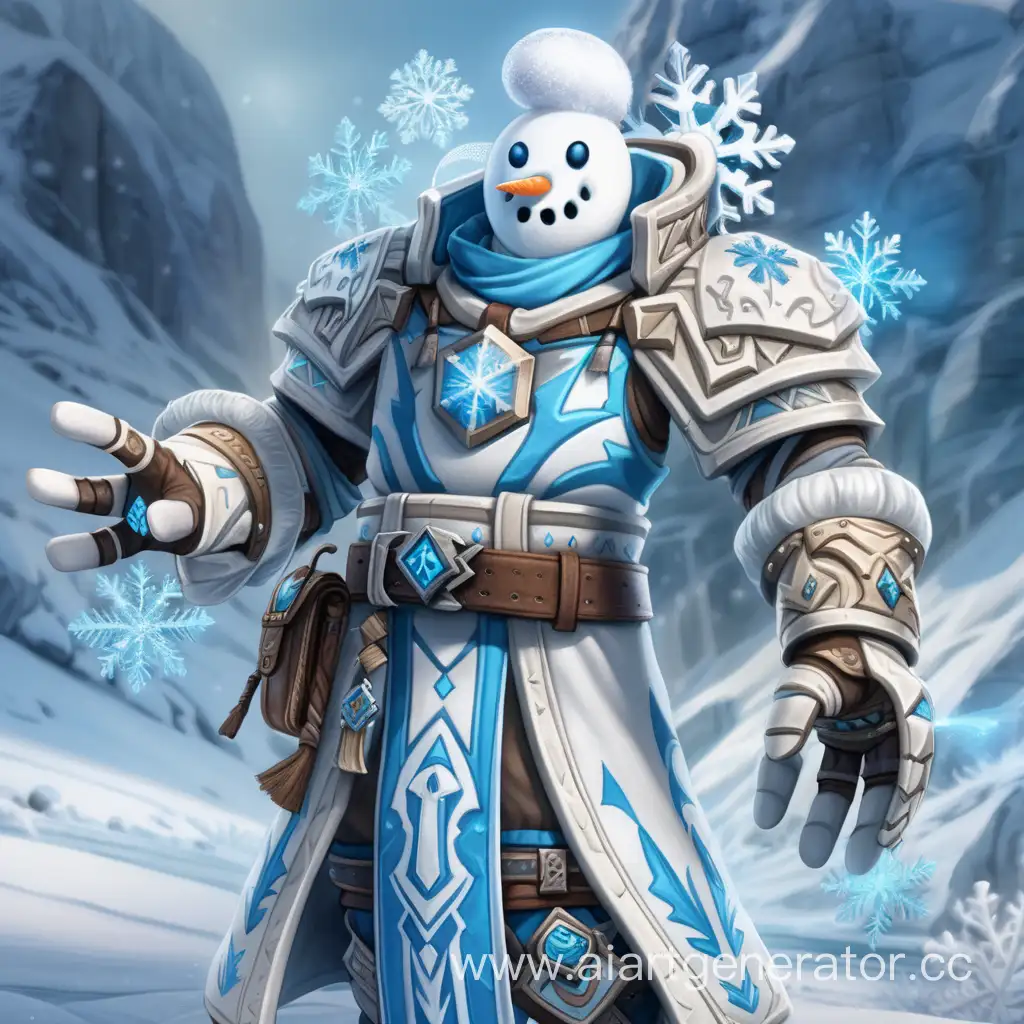 Мистер Фрости Фриз - гуманоид с правой рукой, украшенной символами / метками мороза, ледяной перчаткой на левой руке и одетый в обычную форму искателя приключений в Бризкрейге.