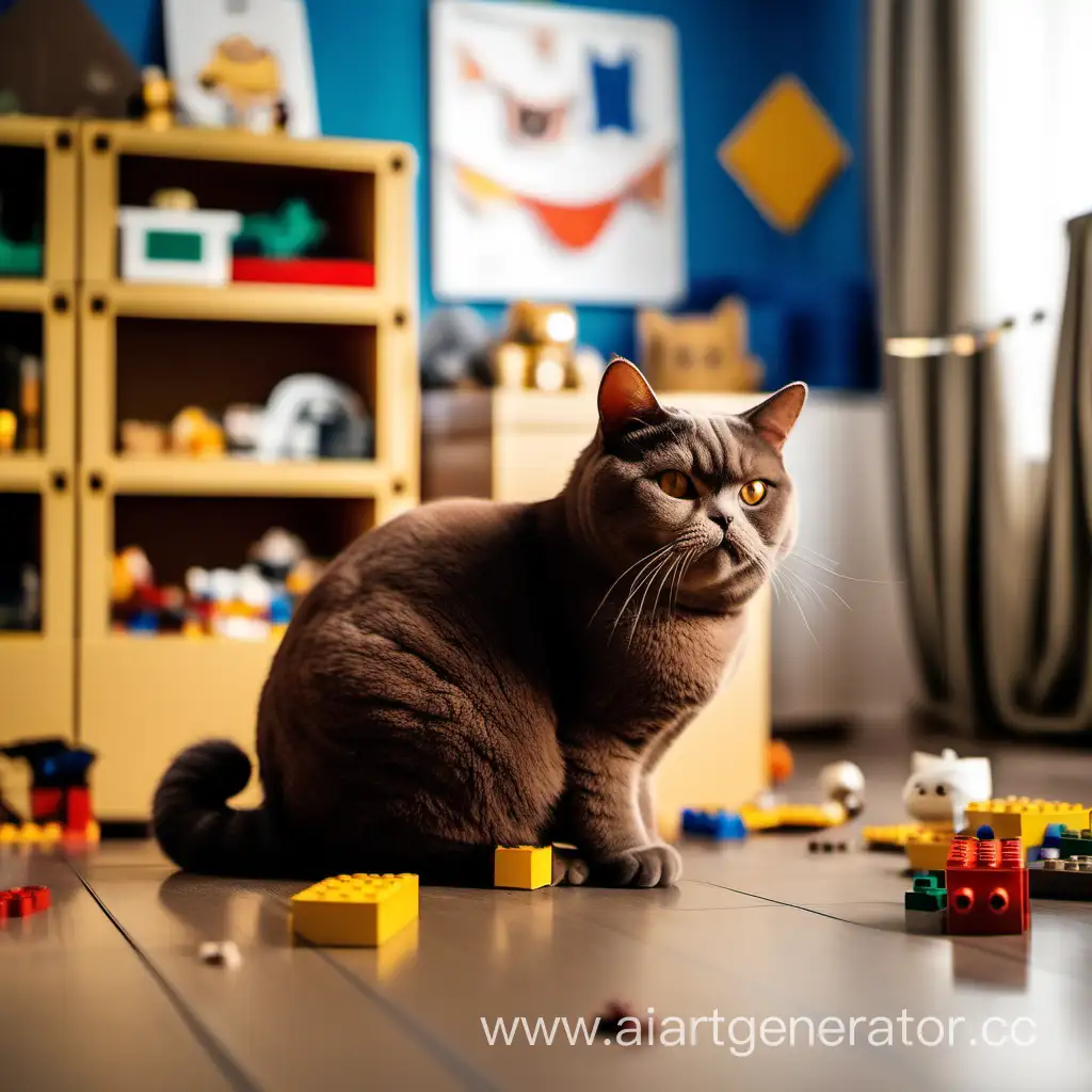 Adorable-ChocolateColored-Cat-Surrounded-by-Lego-Fun