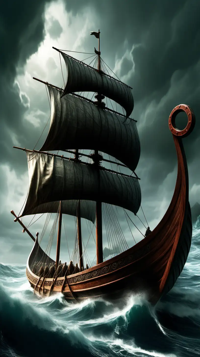 Title: "Viking Voyages: Sail Into the Unknown"

Prompt: Visualize Viking longships sailing into the unknown, capturing the anticipation and thrill of their voyages through uncharted waters.