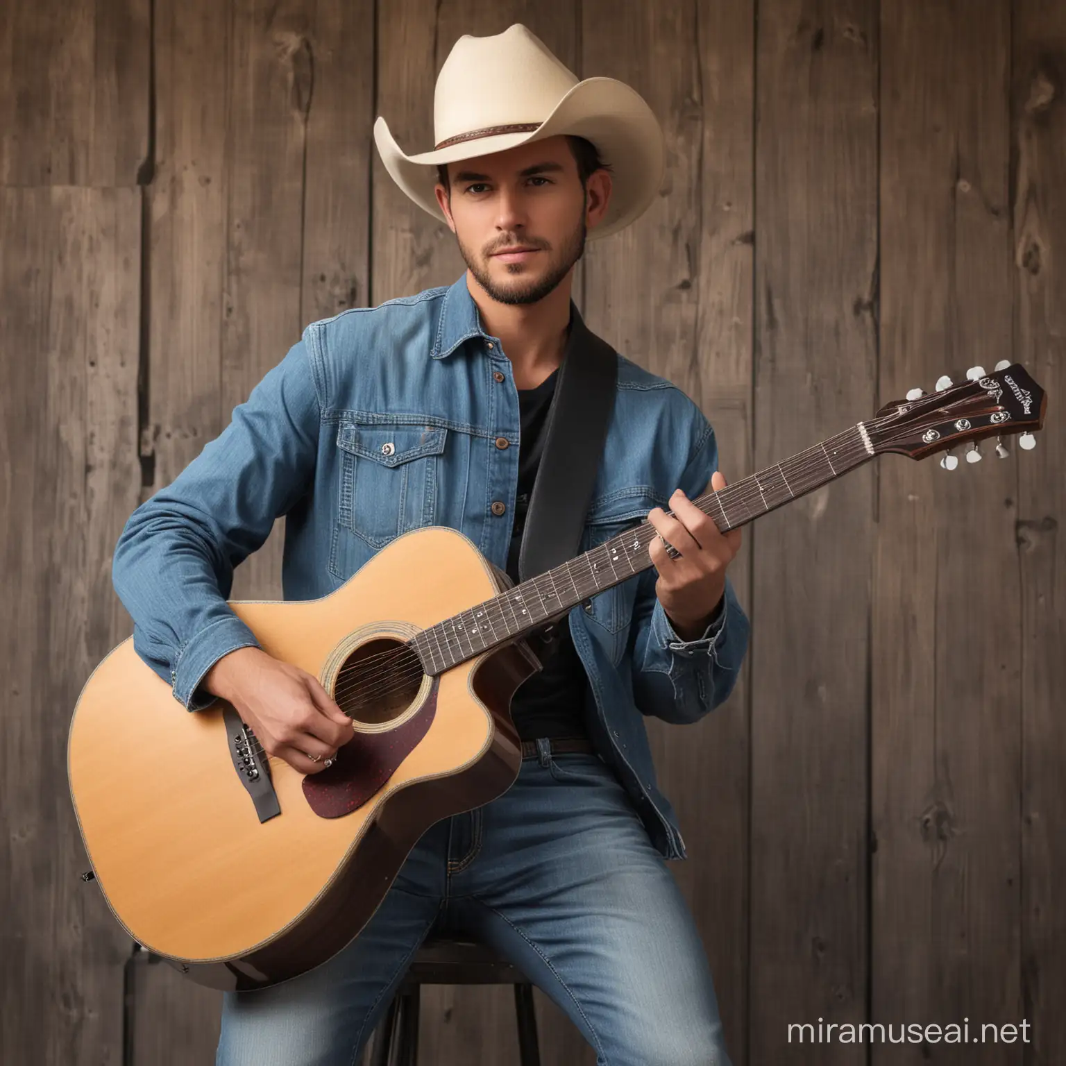 Country Artist Playing Guitar Outdoors