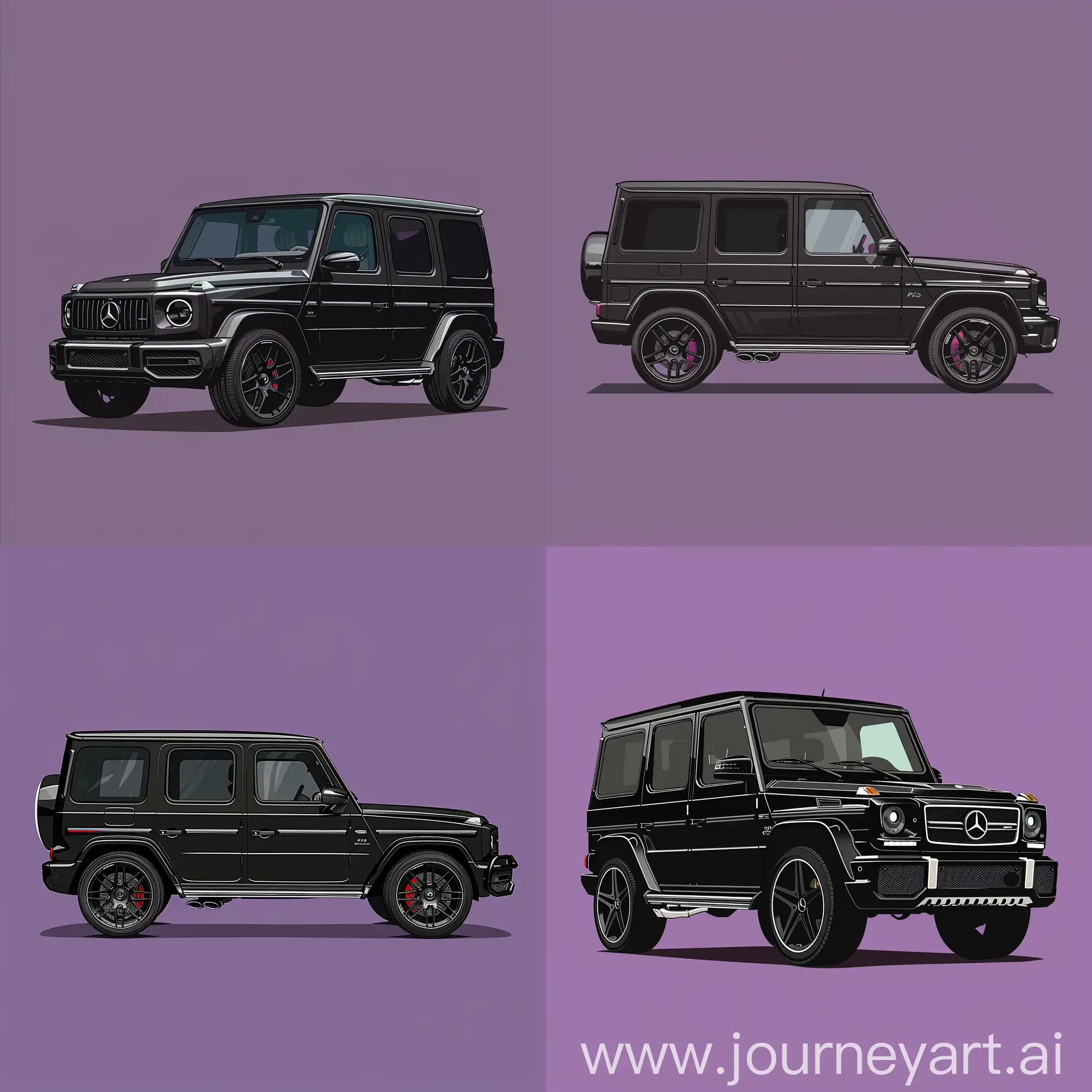 Minimalist-2D-Illustration-Black-Mercedes-Benz-G63-on-Bold-Purple-Background