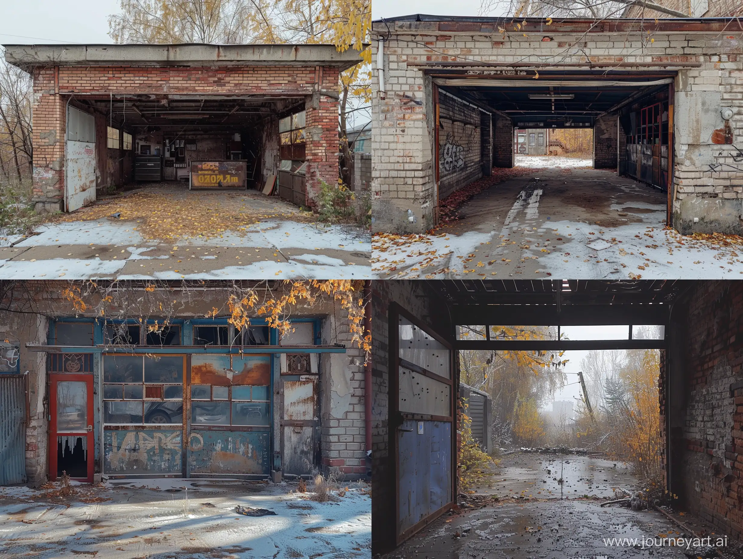 Desolate-Cooperative-Abandoned-Garage-in-Late-Autumn-Russian-City-Setting