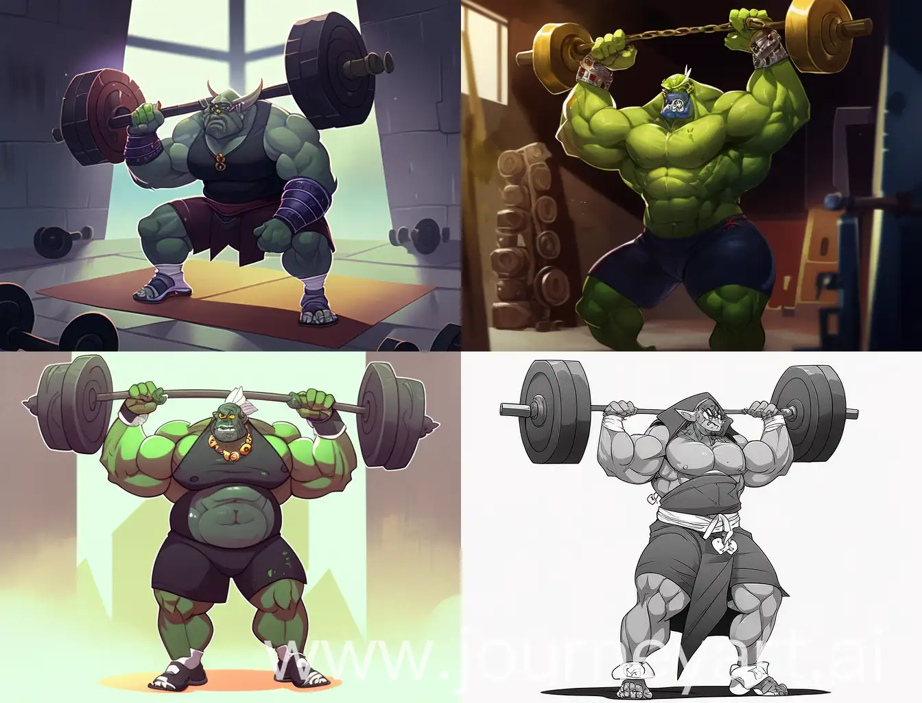 Orc weightlifter in full height