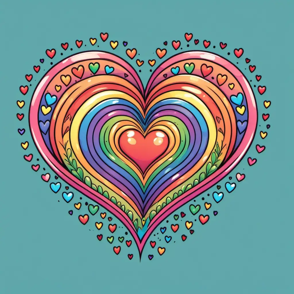 Fantasy Cartoon Boho Rainbow Heart SVG Art