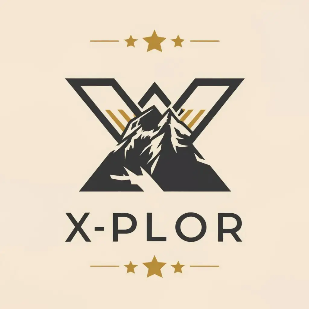 logo, X with mountain luxury corporate brand, with the text "X-plor", typography, be used in Travel industry