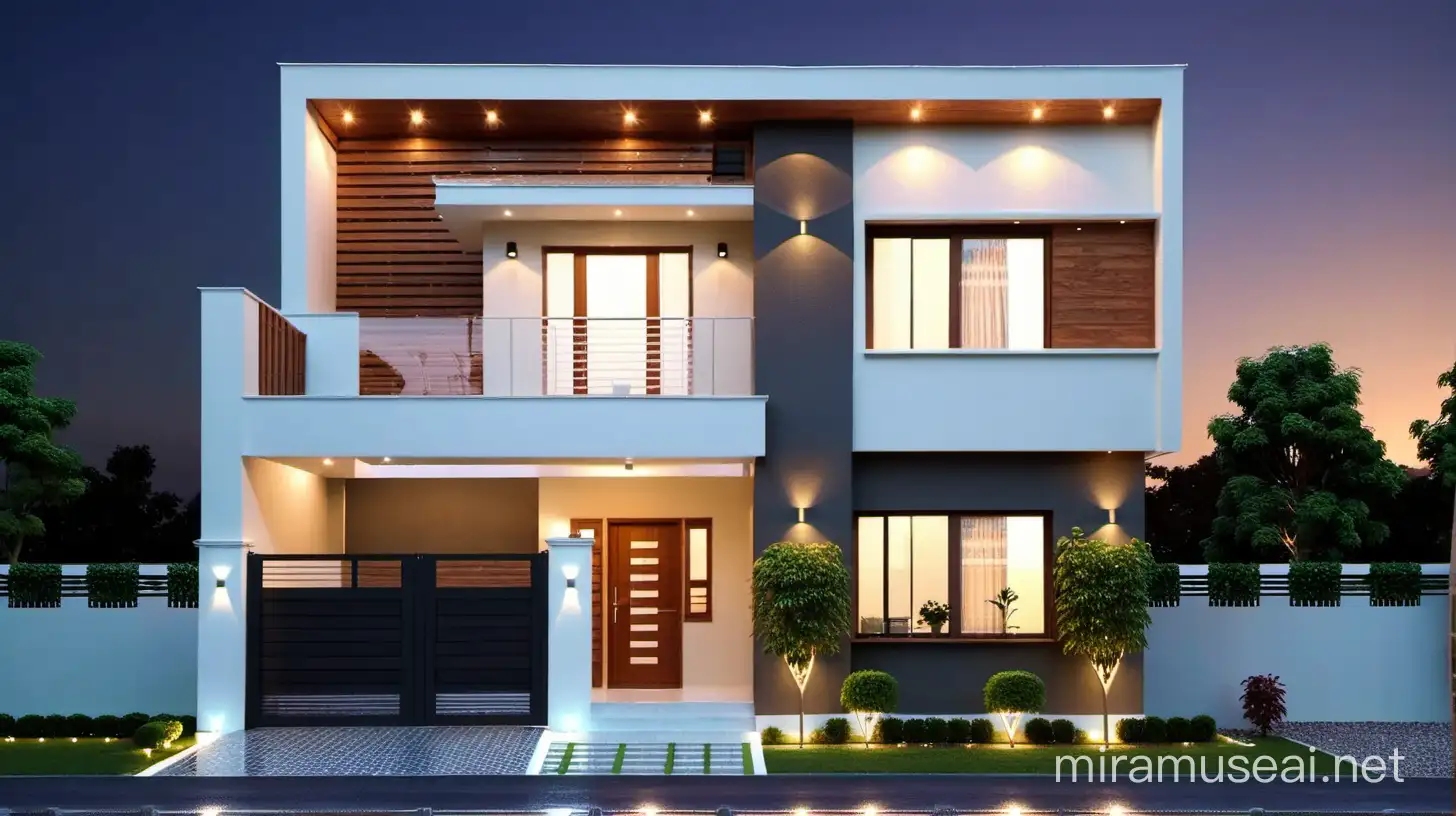 Modern TwoFloor Small House Design with BudgetFriendly Flat Roof and Wooden Accents