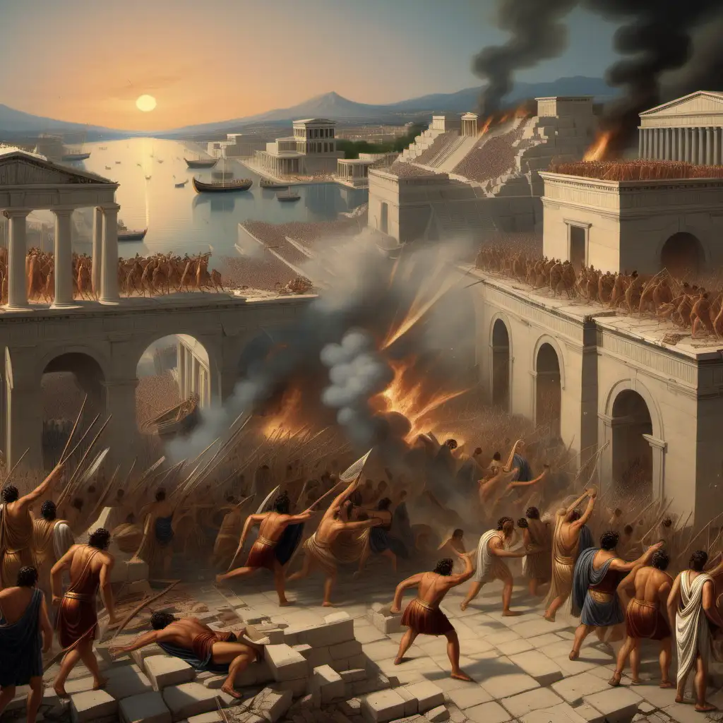  destruccion  y saqueo de la ciudad de troya por los griegos